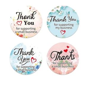 100 pieces floral 4 designs thank you stickers
